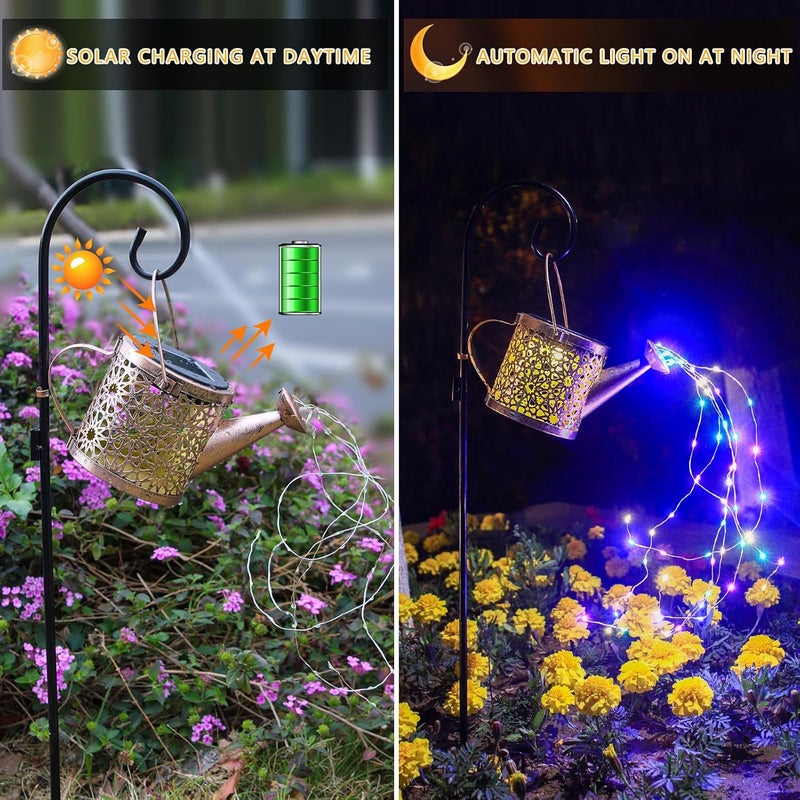 Misawce Solar Lights Outdoor Decorative, Metal Solar Watering Can Lights Waterproof, Small Hanging Gardening Decor for Yard Outside Patio Lawn, Mother’s Day Gifts, Birthday Gifts for Mom Grandma(Colorful) - Image 5